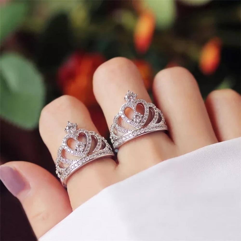 NEW Silver Diamond Crown Ring